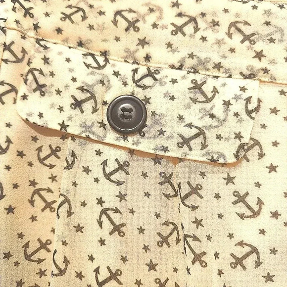 NWOT Forever 21 shorts lined cream/brown anchor motif pallazo pants Size XS - Picture 2 of 3